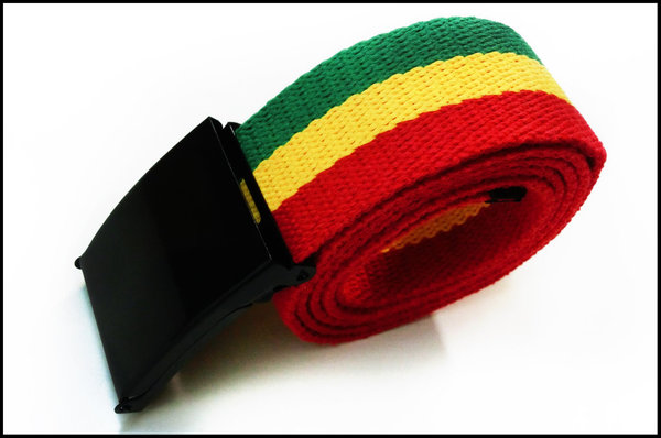 Polyester belt red gold & green
